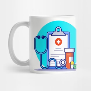 Clipboard, Stethoscope, Jar And Pills Mug